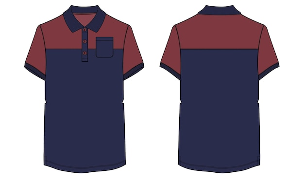 Polo shirt Technical Fashion flat Sketch Vector illustration template