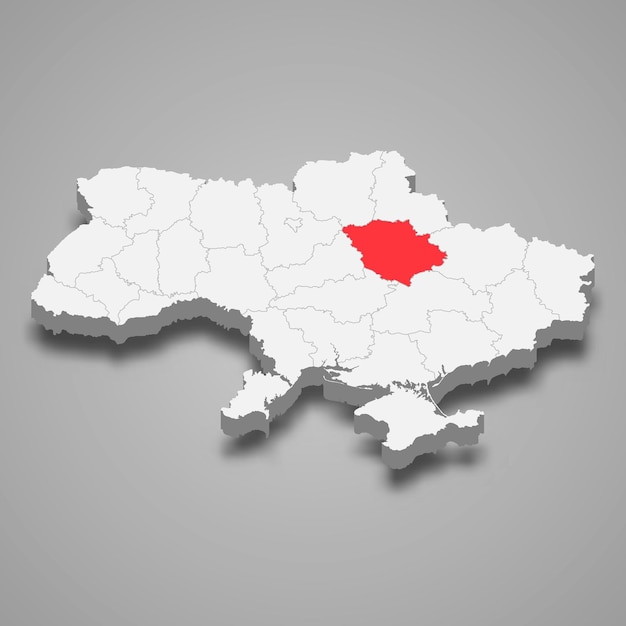 Poltava Oblast Region location within Ukraine 3d map