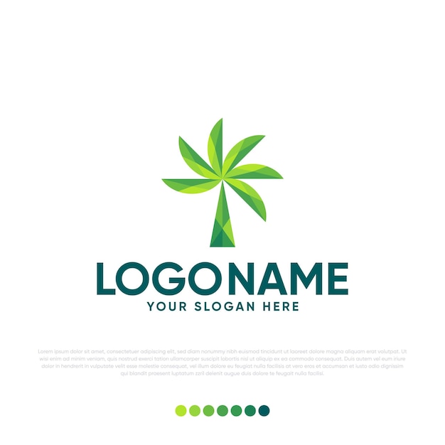 Poly Palm Logo Design Premium Vector