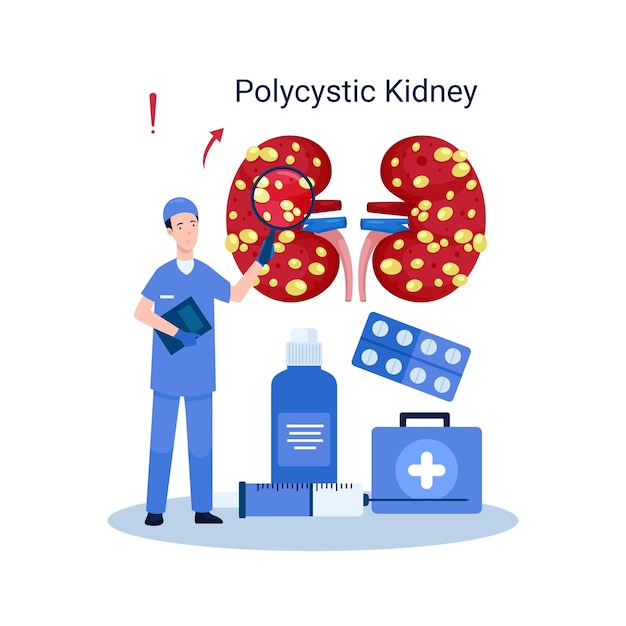 Polycystic kidney disease concept Illustration