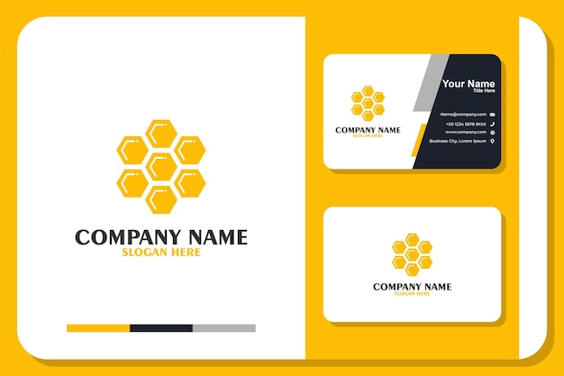 Polygon Bee logo design and business card Premium Vector