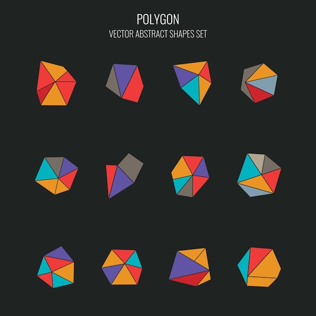 Polygon Gems Stones Vector Abstract Shapes Set