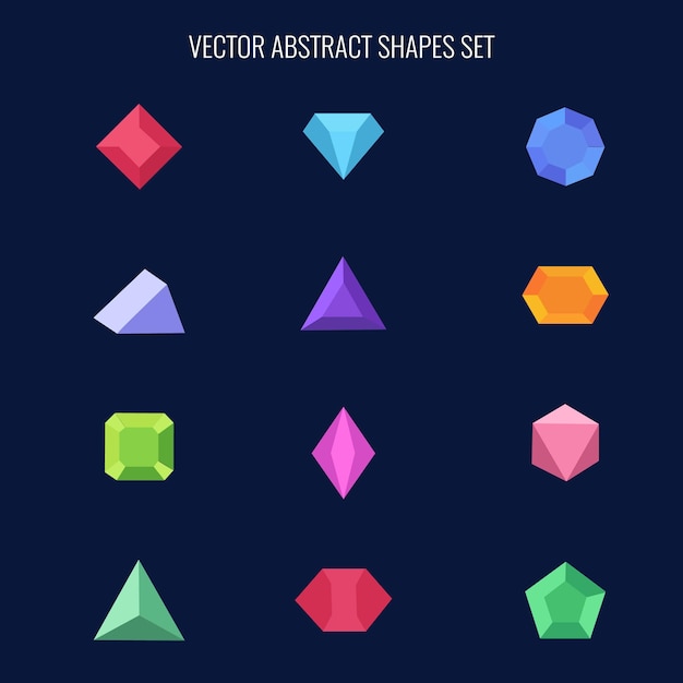 Polygon Gems Stones Vector Abstract Shapes Set