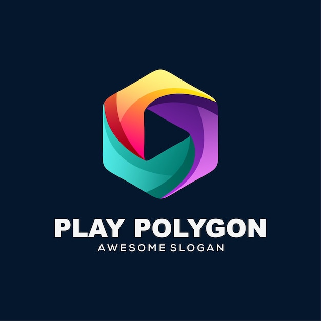 polygon logo colorful vectors illustration