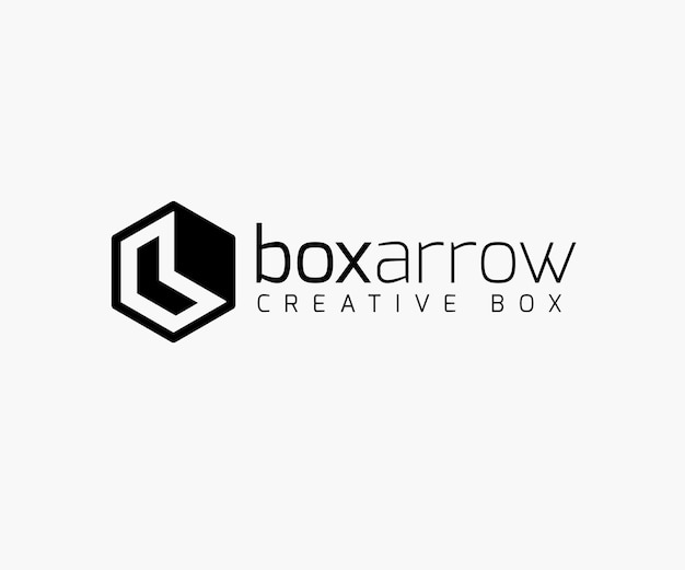 Polygon Rectangle Box and Arrow Creative Black Logo