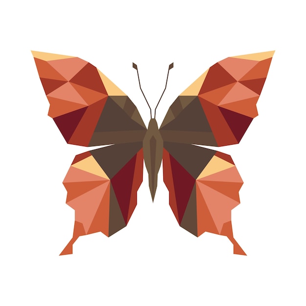 Polygonal butterfly natural insect icon or logo Vector illustration isolated on white background geometric butterfly