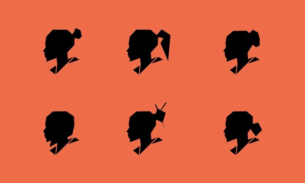 Polygonal Female Head Silhouette Vector