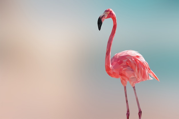 Polygonal Geometric Flamingo Animal Background