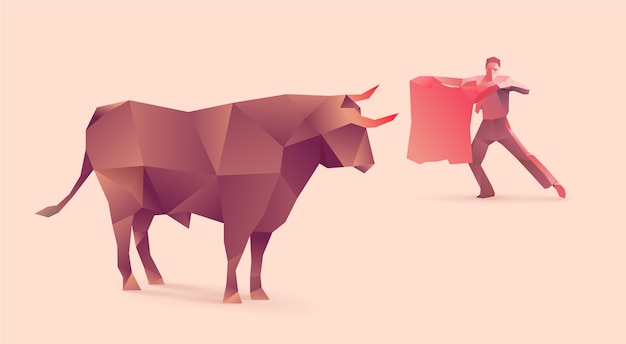 Polygonal illustration of bullfights