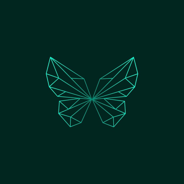 Polygonal insect. Abstract geometric butterfly logo template Vector illustration