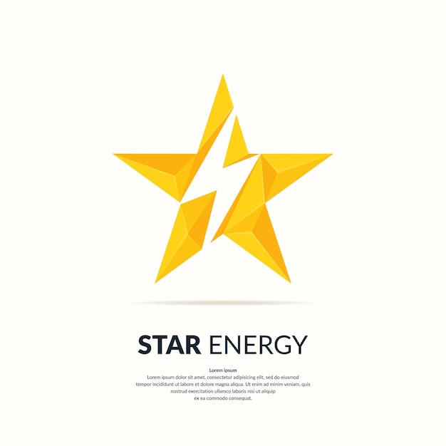 Polygonal logo of star with lightning on a light background illustration