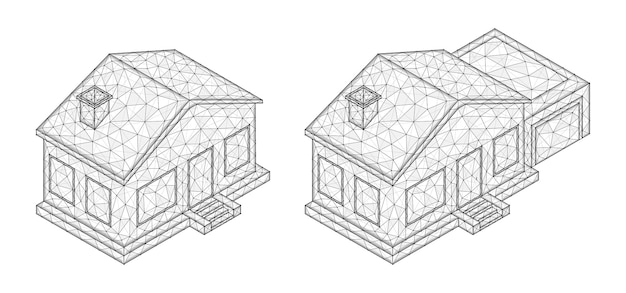 Polygonal vector illustration of an isometric houses. Real estate concept.