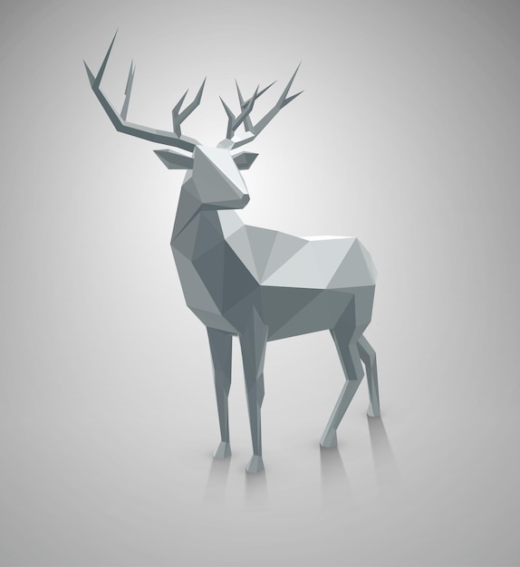 Polygonal vector illustration Stag as graphic element for Christmas designs