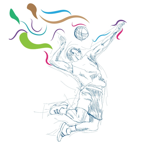 Polygonal volleyball player serving ball geometric vector illustration