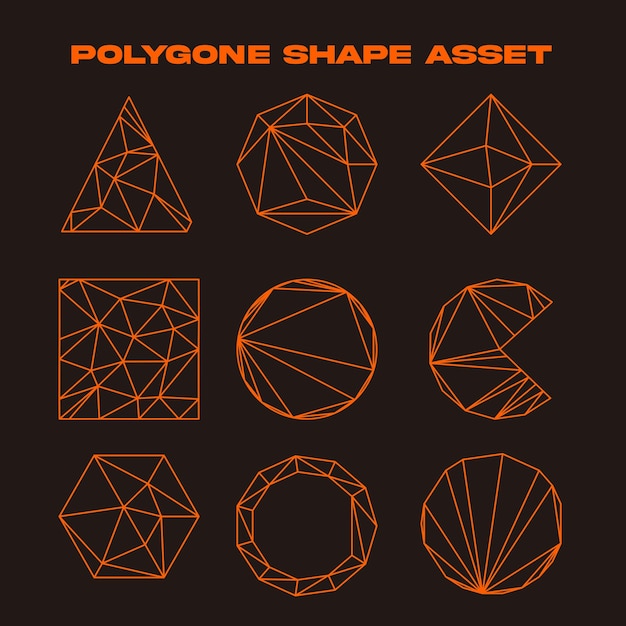 Polygone shape abstract line y2k