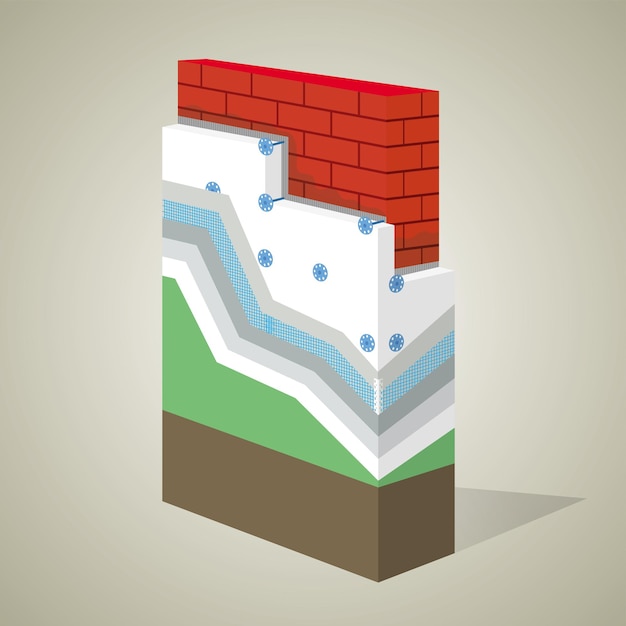 Vector polystyrene thermal insulation layered scheme