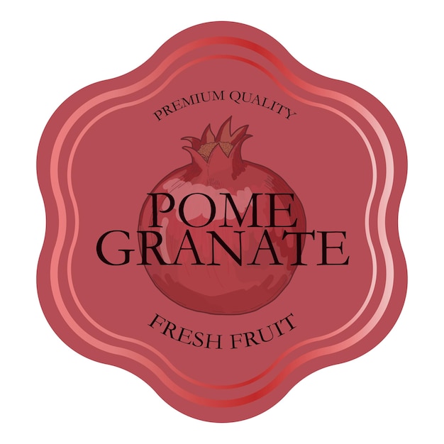 Pomegranate fruit badge logo sticker template