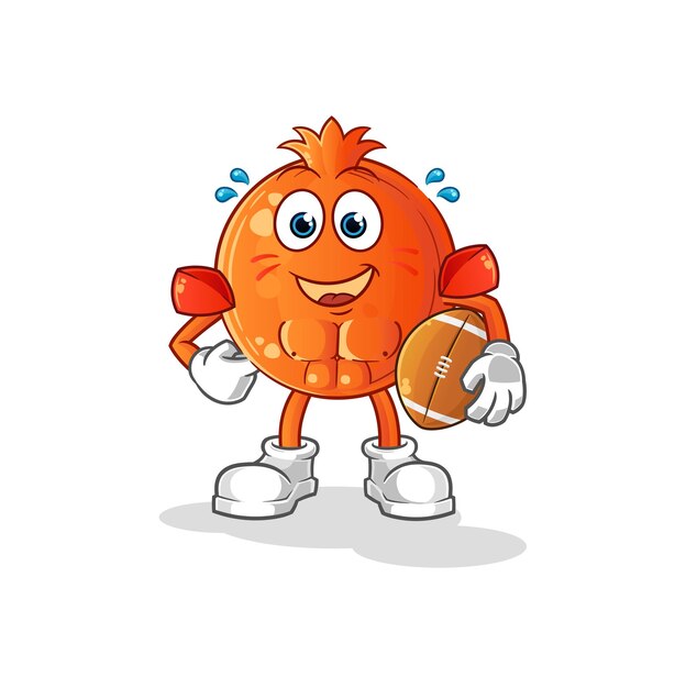 Pomegranate playing rugby character cartoon mascot vector