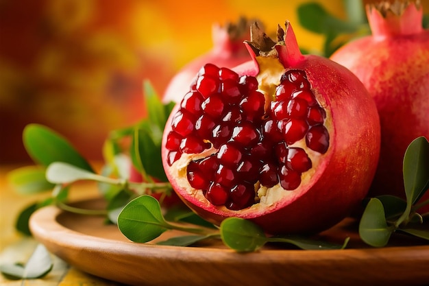 a pomegranate with a bite taken out of it