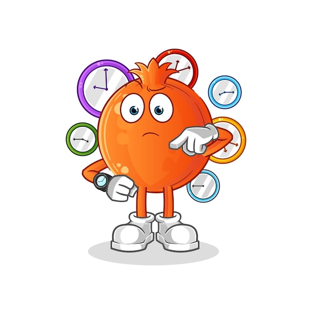 Pomegranate with wristwatch cartoon cartoon mascot vector