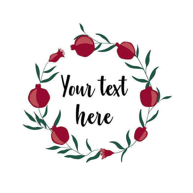 Pomegranate Wreath with space for text. 