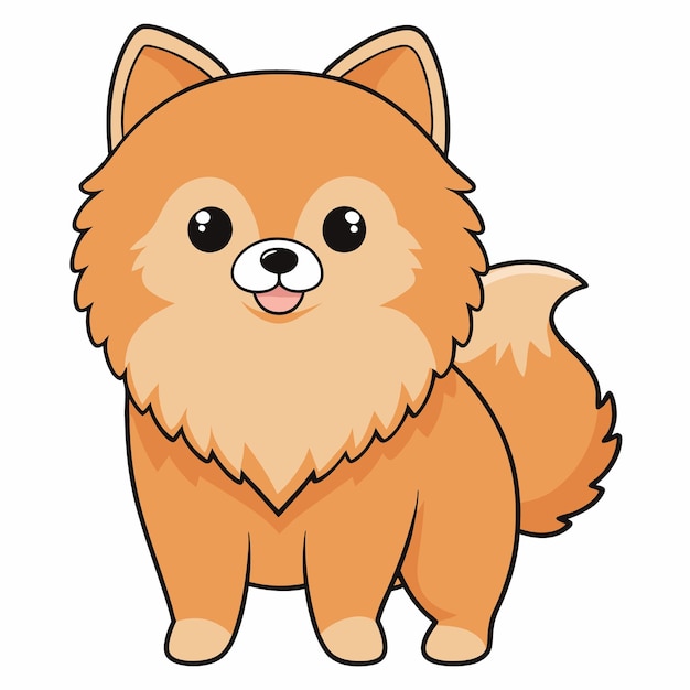 Vector pomeranian dog breed cute cartoon lineart vector clipart