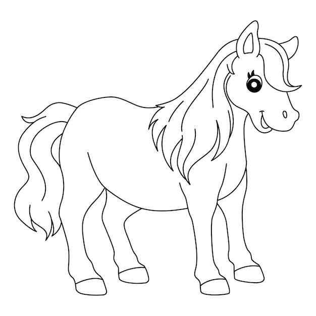 Pony Animal Isolated Coloring Page for Kids