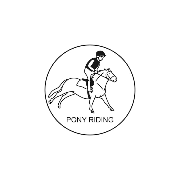 Pony riding - kid on a horse, design logo