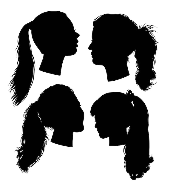 Ponytail female hairstyle silhouette