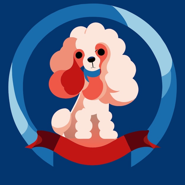 Vector poodle breed small size in round background vector illustration flat 2