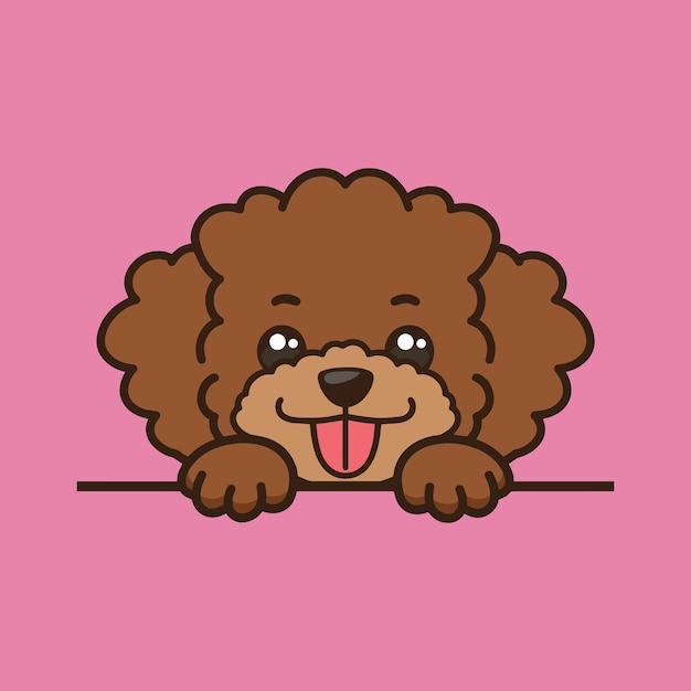 Vector poodle dog peeking face vector illustration dog peeking face isolated