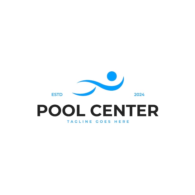 Vector pool center logo design for swimming pool beach diving and another water sport illustration idea