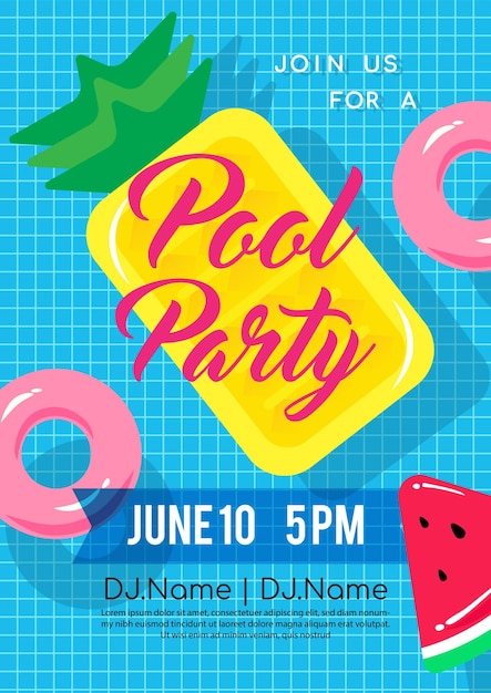 Vector pool party poster invitation vector