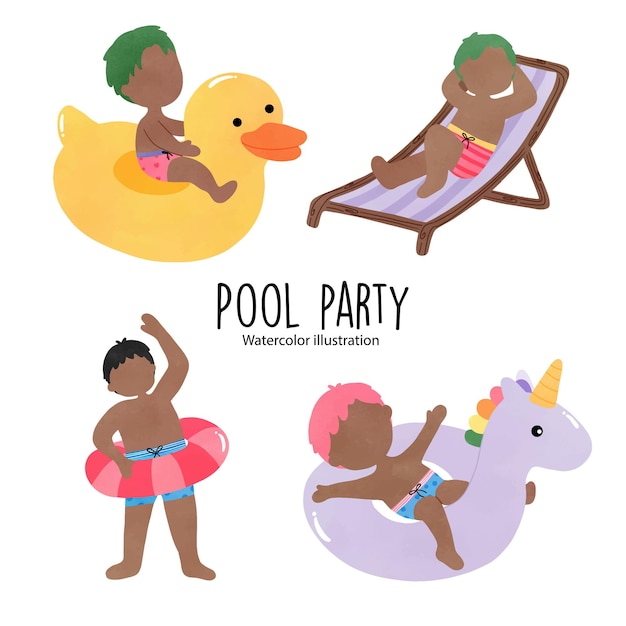 Pool party summer vector illustration