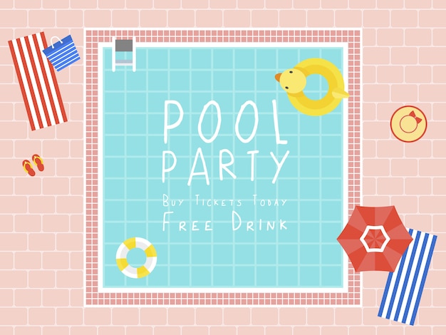 Pool party, Top view Swimming pool vector