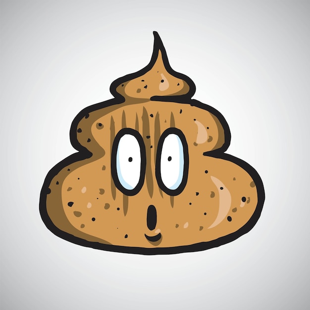 Poop Cartoon Icon Funny Surprised Face Vector Icon Illustration Design Template