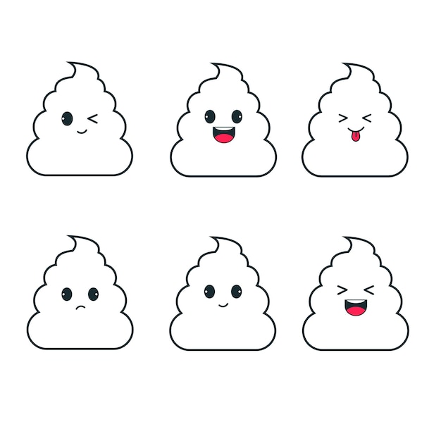 Poop character kawaii in line style Vector illustration