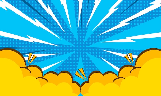 Pop art cartoon burst background with cloud