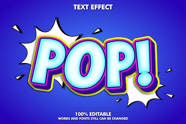 Vector pop art cartoon editable text effect  retro cartoon design