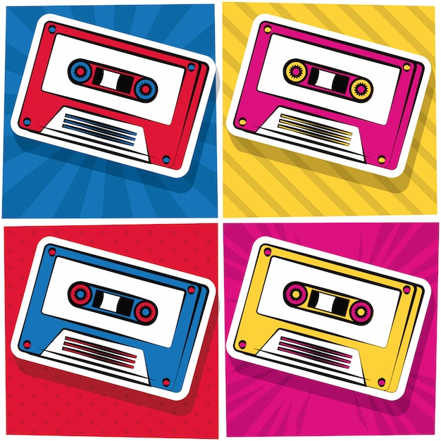 Pop art cassette cartoon