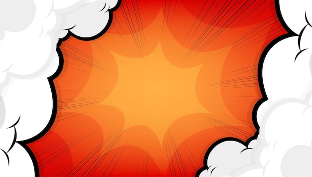 Pop art comic background with cloud and star. Cartoon Vector Illustration on RED