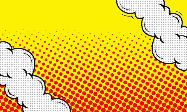 Pop art comic background with clouds Cartoon Illustration Vector