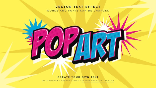 Vector pop art comic design text effect vector editable vintage graphic style