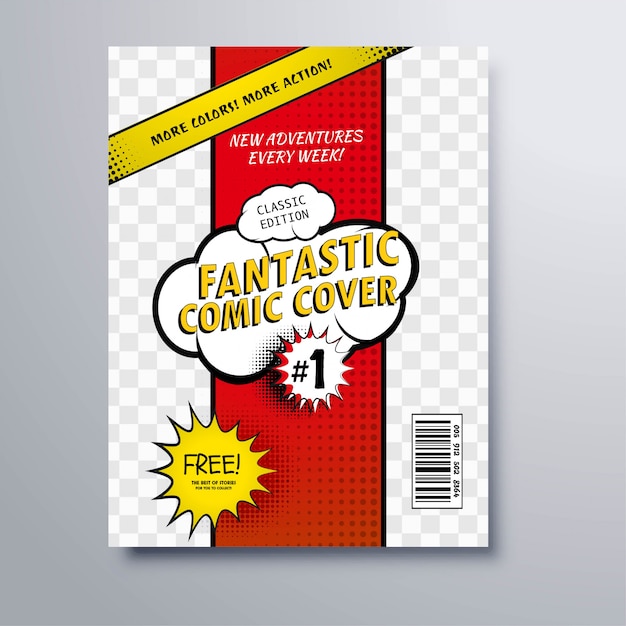 Pop art comics book magazine cover template