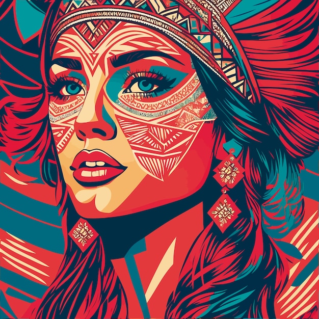 Pop art cool modern aztec illustration