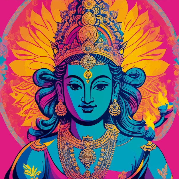 Pop art cool modern tradicional hindu god illustration