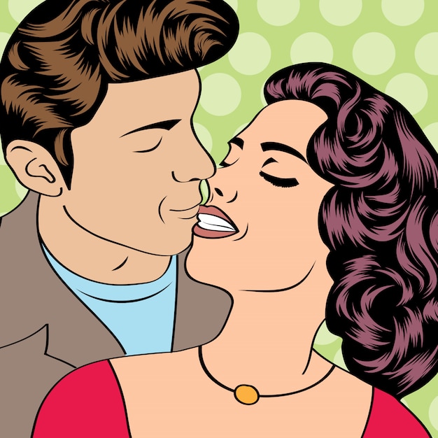 Pop Art couple in love. Valentine's day  card