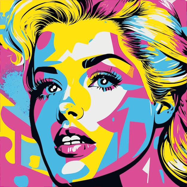 Pop art deco colorfull woman face illustration