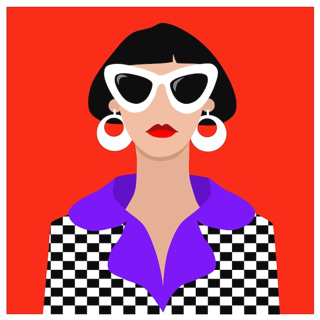 Pop art fashion color girl in sunglasses