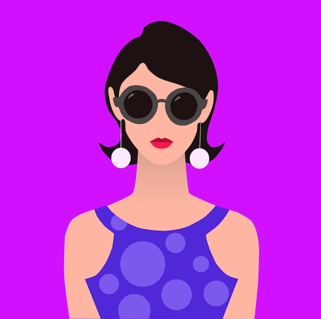 Pop art fashion pretty girl in sunglasses